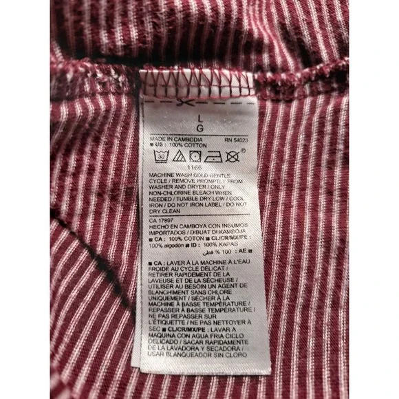 Old Navy Size Large Womens Red White Striped Long Sleeve Cotton Top - Picture 7 of 8